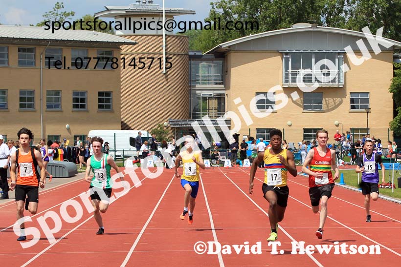 Mens U-17s and Boys U-15s 100 metres, 2022 Northern Inter Counties U17s and U15s Track and Field, York, Thursday, June 2nd. Photo: David T. Hewitson/Sports for All Pics